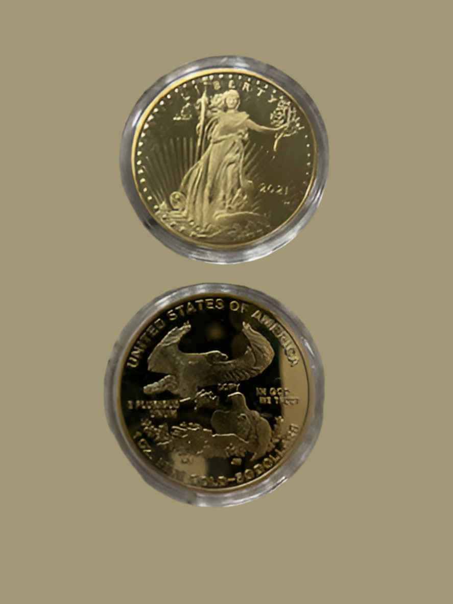 American Lady Liberty 2021- Eagle Gold Plated Metal “commemorative” Coin “1 Oz.”