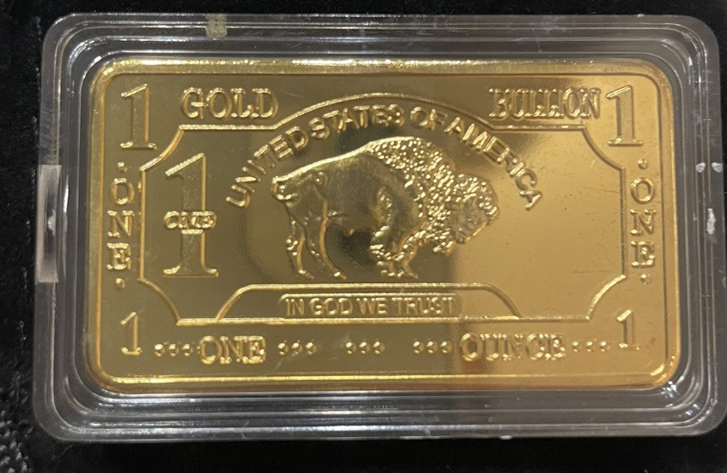 United States Buffalo 1 oz Gold Plated Metal Bar “Commemorative” Free Shipping