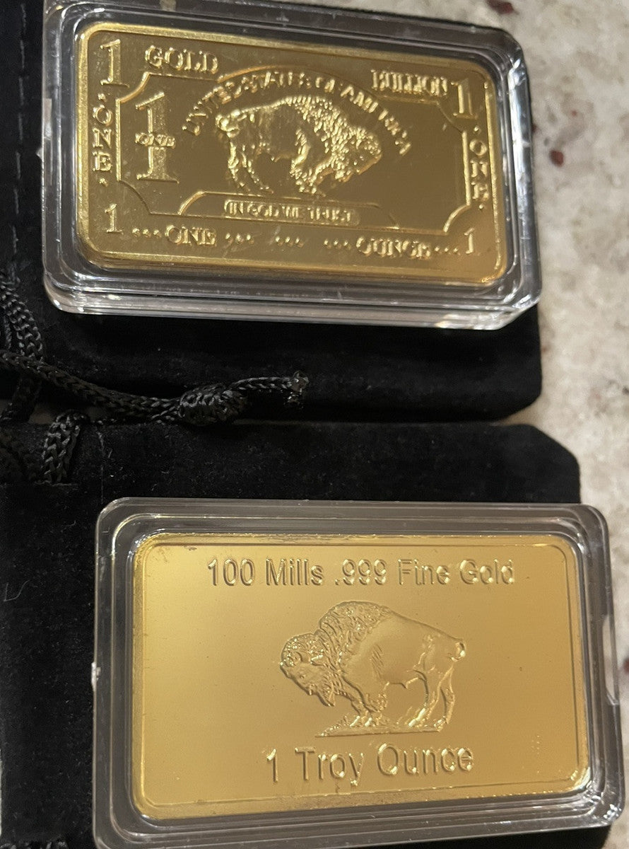 United States Buffalo 1 oz Gold Plated Metal Bar “Commemorative” Free Shipping