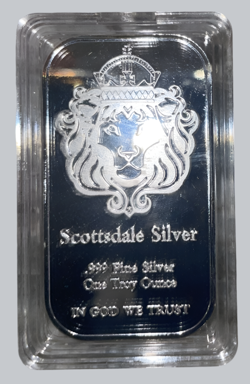 1 Oz .999 Silver Plated Metal Bar Scottsdale Mint “Commemorative” Collectors Bar
