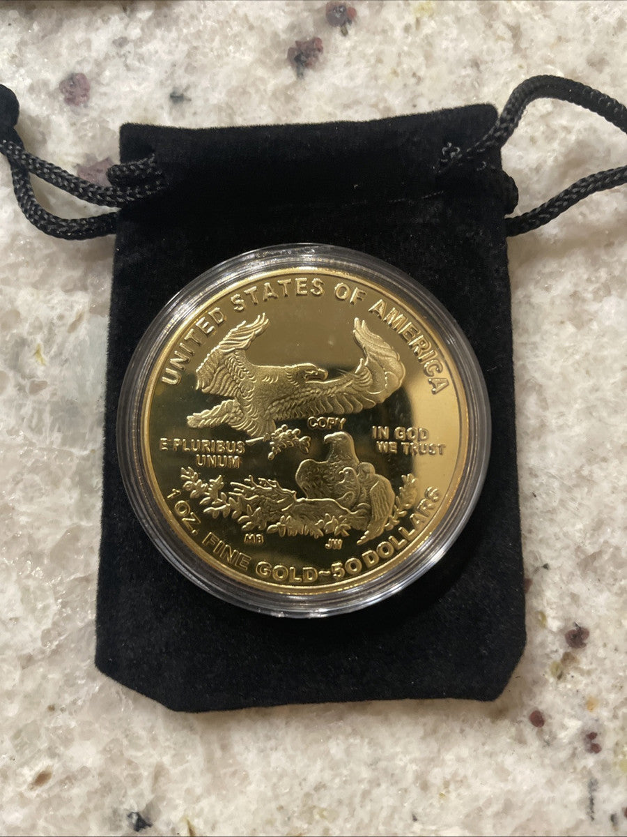 American Lady Liberty 2021- Eagle Gold Plated Metal “commemorative” Coin “1 Oz.”
