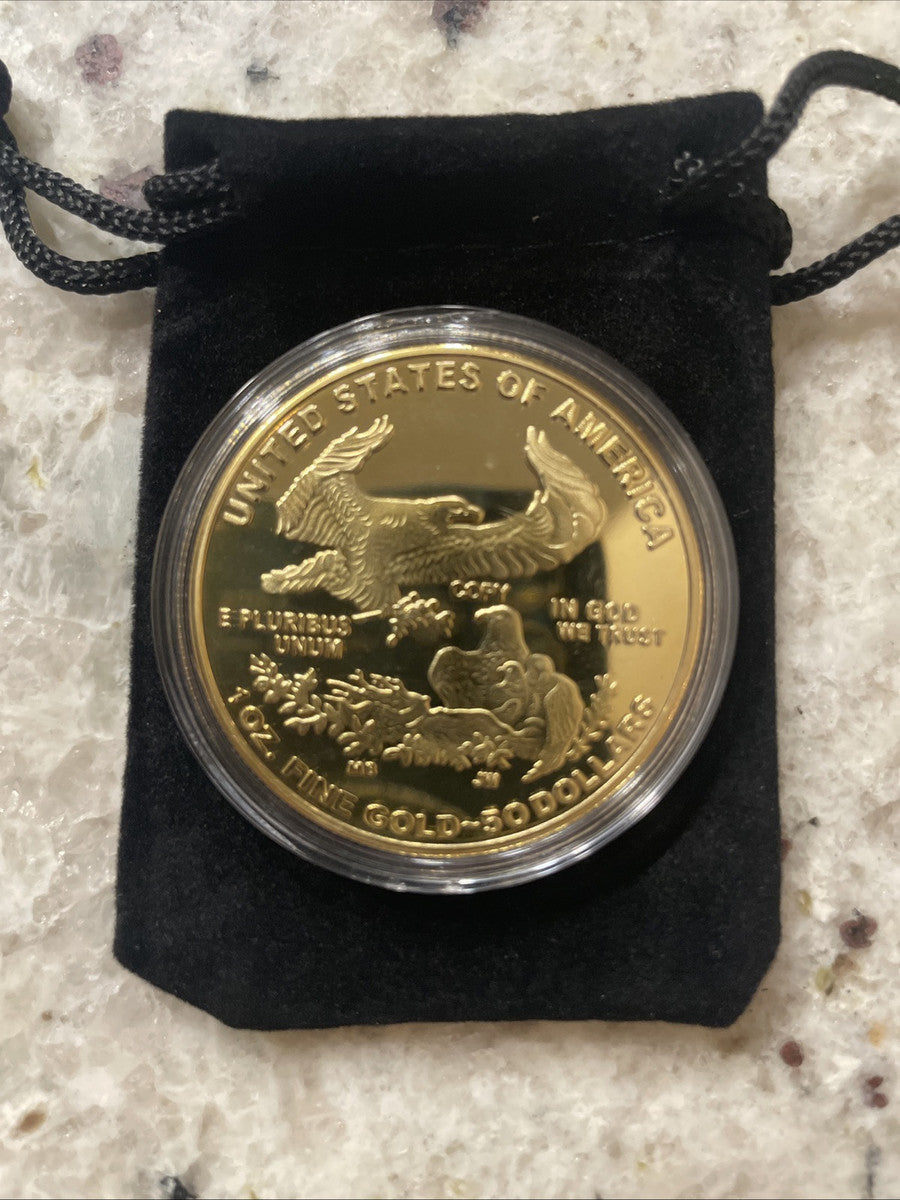 American Lady Liberty 2021- Eagle Gold Plated Metal “commemorative” Coin “1 Oz.”