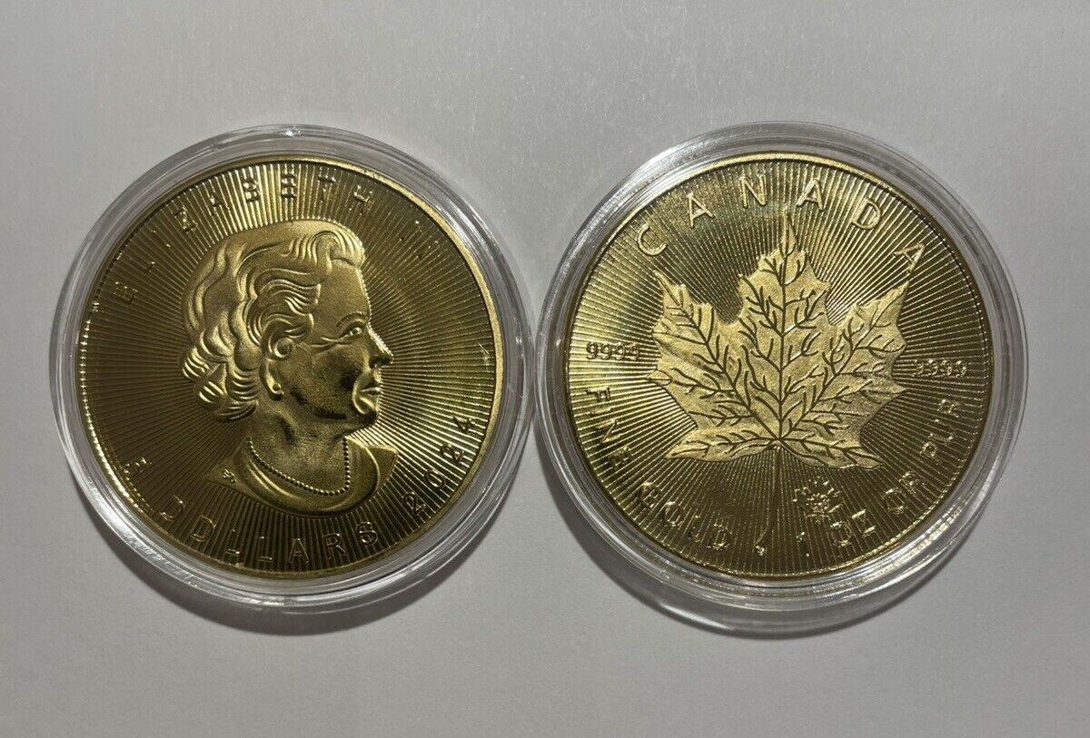 Canadian Maple Leaf 1 oz 24k Gold Plated Commemorative Coin
