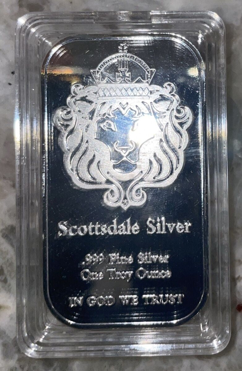 1 Oz .999 Silver Plated Metal Bar Scottsdale Mint “Commemorative” Collectors Bar