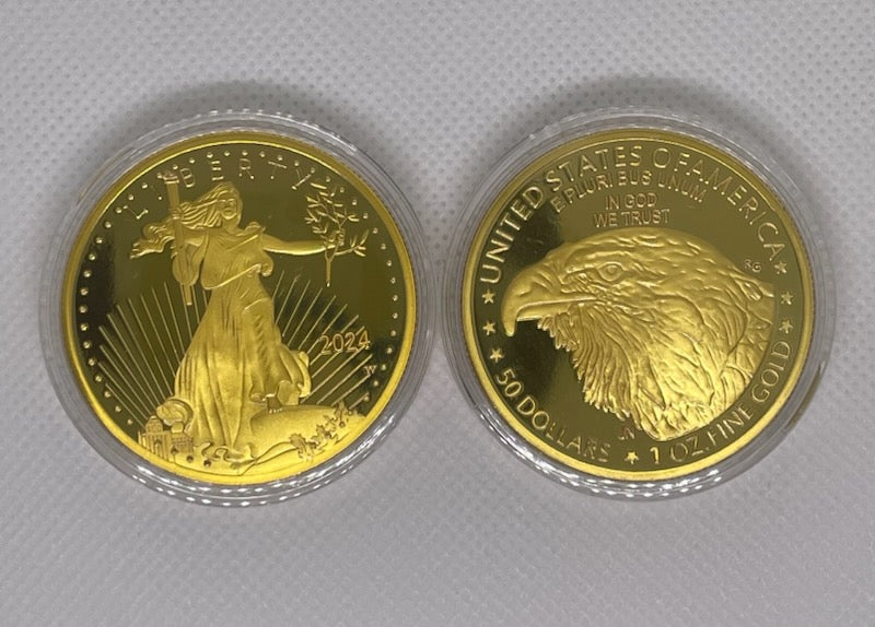 American Lady Liberty 2024-Eagle 24k Gold Plated Coin “1 Oz.” Ships from USA