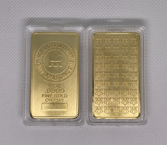 Royal Canadian Mint 1 Oz .999 24k Gold Plated Commemorative Bar (1x Bar)