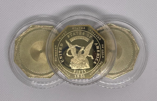 Gold plated octagon collector coin